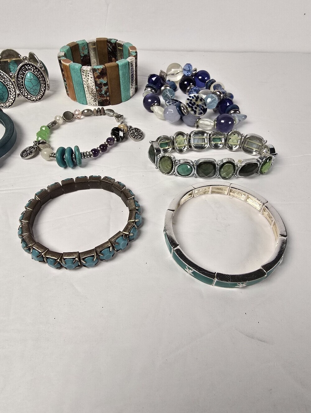 Assorted Turquoise and Blue Women's Bracelet Set - Multi-Style Stack - Picture 4 of 4